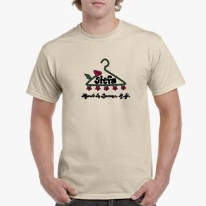 unisex brand logo t-shirt natural/khaki and gray color in S/M/L/XL